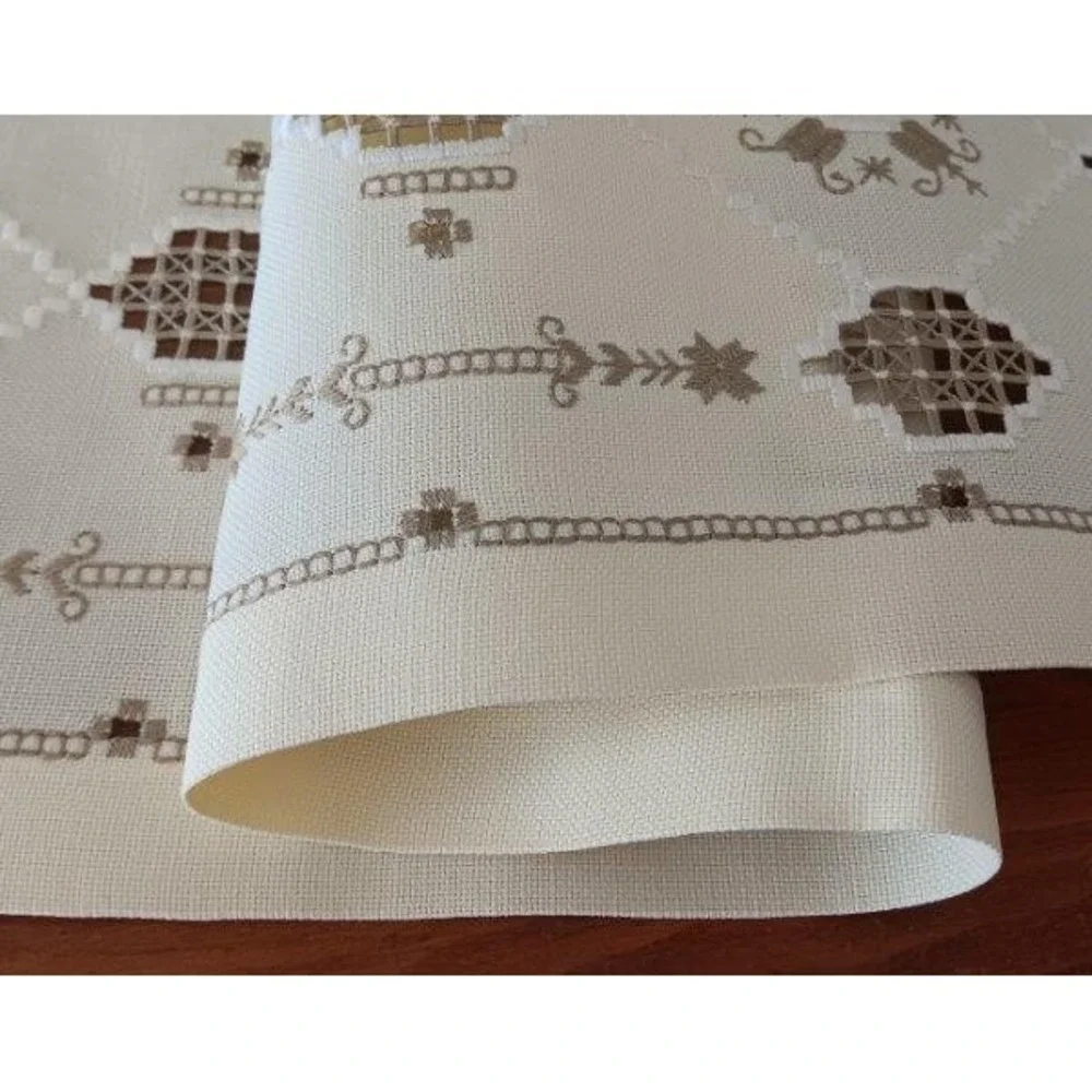 Unused Vintage Hardanger Table Runner Taupe Embroidery Lace Norway New 51" - Picture 4 of 4